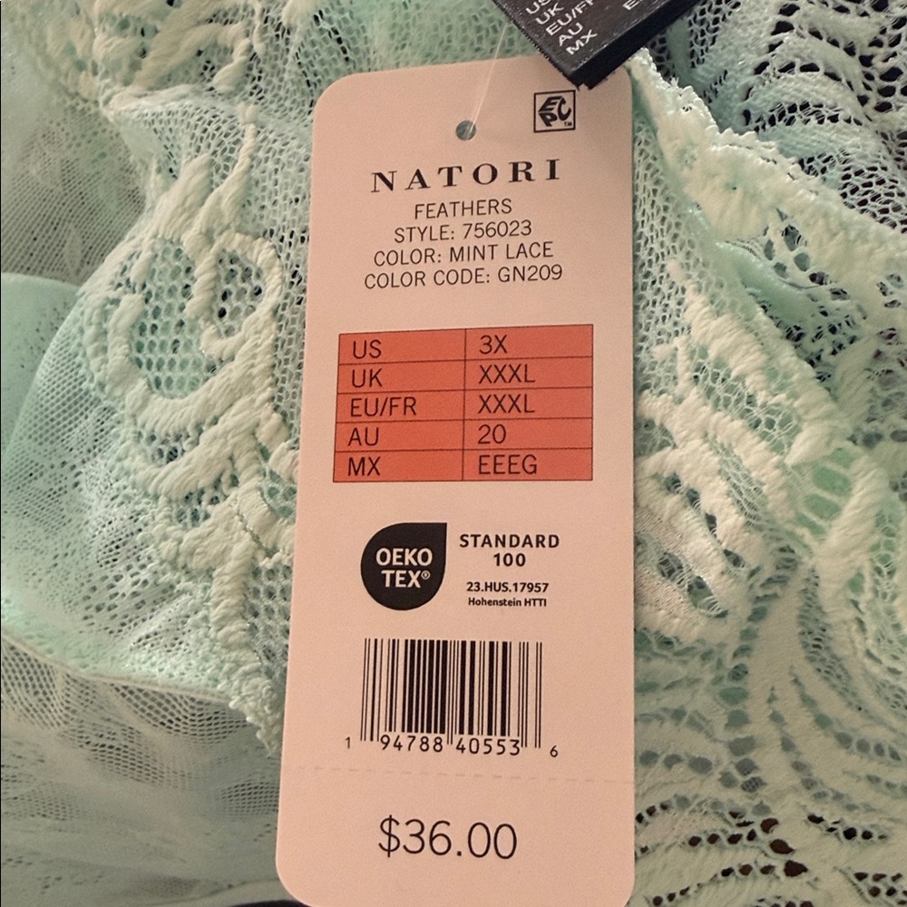 NWT, Natori Feathers Mint Lace Women’s Panty, 3X Lace - Picture 14 of 14